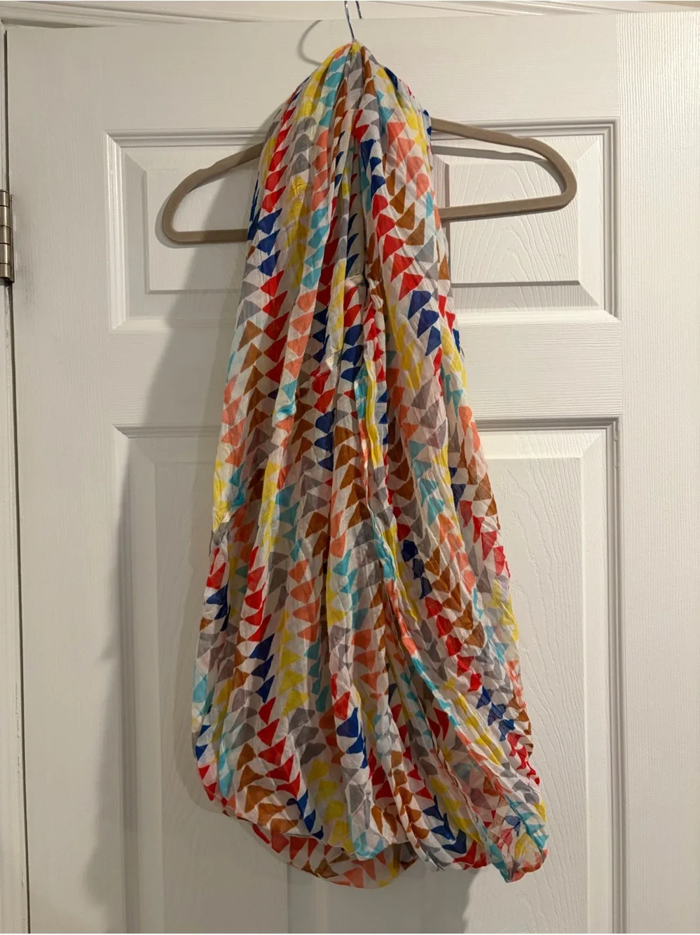 Multicolor Geometric Print Lightweight Scarf - White Base